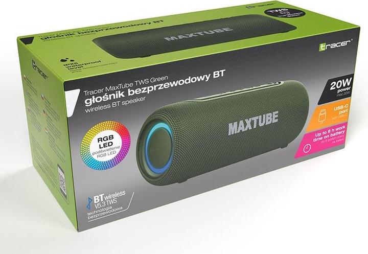 Actual product image Tracer MaxTube TWS bluetooth zielony (6 h)
