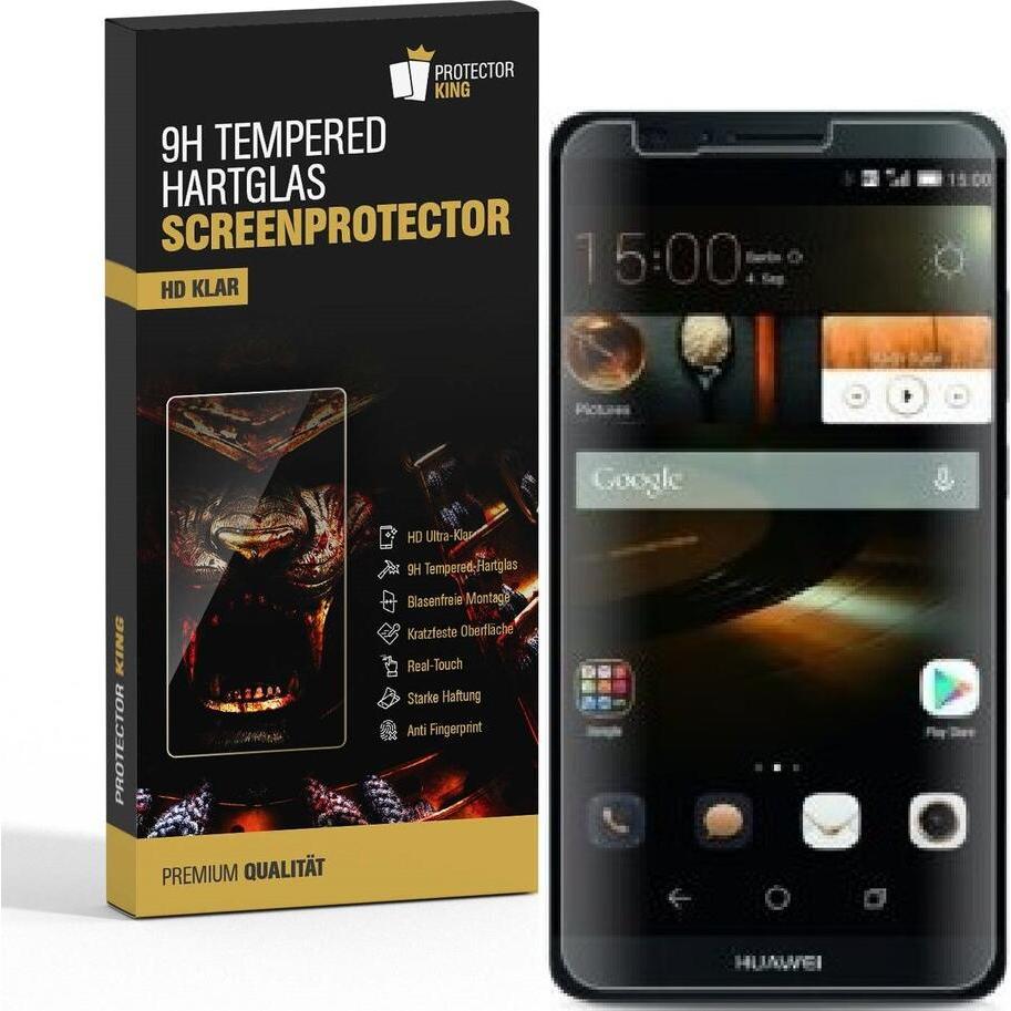 Protectorking 6x echtes Tempered 9H Panzerhartglas 3D KLAR (6 Stück, Huawei Ascend Mate 7), Smartphone Schutzfolie