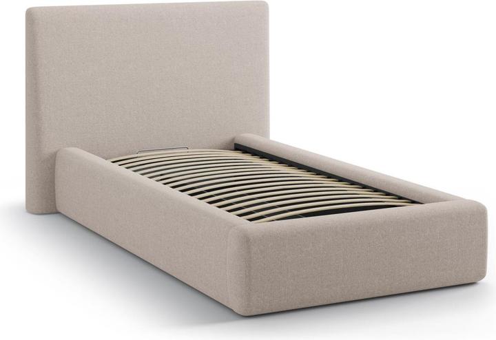 Actual product image Micadoni Storage Bed With Headboard, "Amy", Cappuccino, 220x130x95 Made in Europe (90 x 200 cm)
