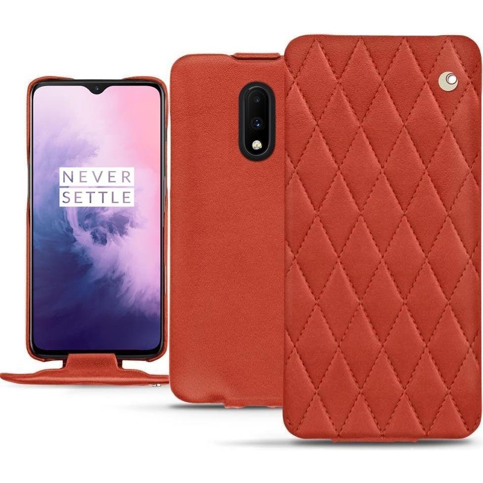 Thumbnail - Noreve Lederschutzhülle vertikal (OnePlus 7), Smartphone Hülle, Orange