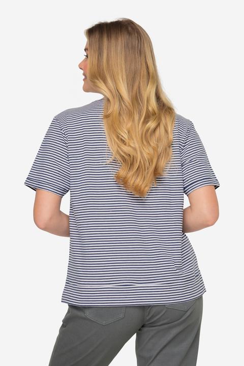 Immagine prodotto Laurasøn T-shirt con righe, scollo a V, maniche corte e OEKO-TEX Made in Green (L)