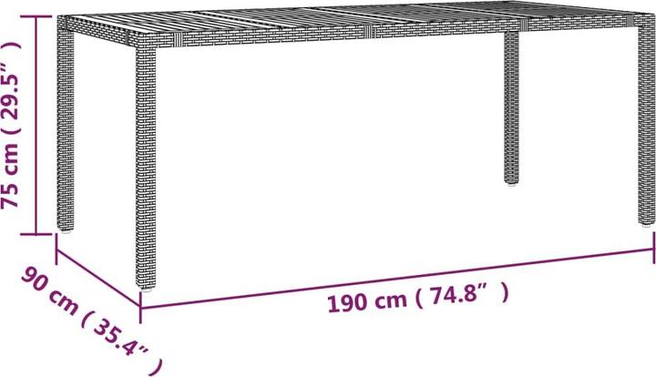 Produktbild vidaXL Garten Essgruppe (190 x 90 x 75 cm)