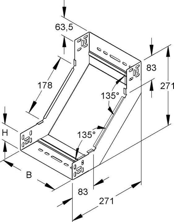 Actual product image Niedax NIE RSD60.070 riser 60x72mm w.ungel.Seitenholmen bandverz. (6 cm)