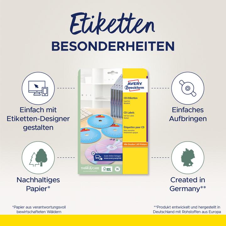 Produktbild Avery CD-Etiketten SuperSize