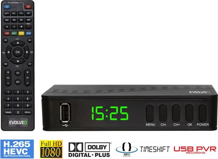 Actual product image Evolveo EasyPhone ALPHA T2 Cable, Terrestrial Full HD Black (DVB-T2)
