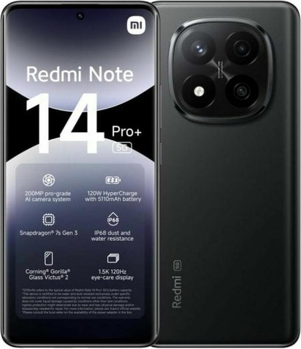 Produktbild Xiaomi Redmi Note 14 Pro+ (512 GB, Midnight Black, 6.67", Dual SIM, 5G)