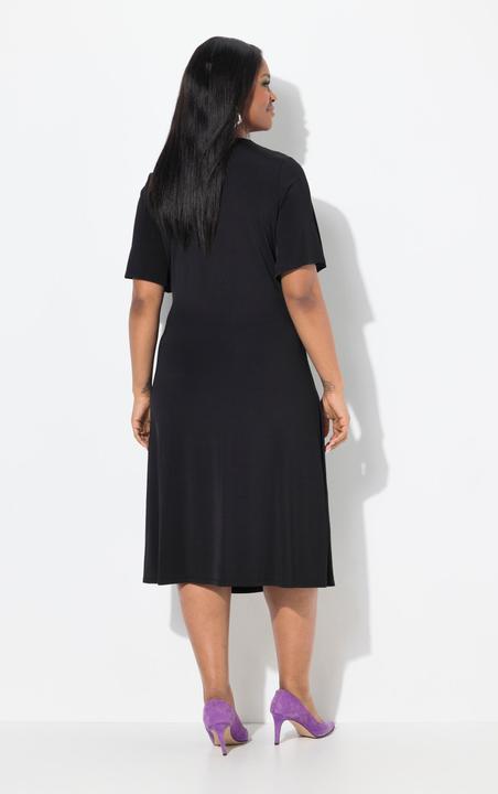 Actual product image Ulla Popken Wrap Look Short Sleeve Slinky Dress (50, 52)