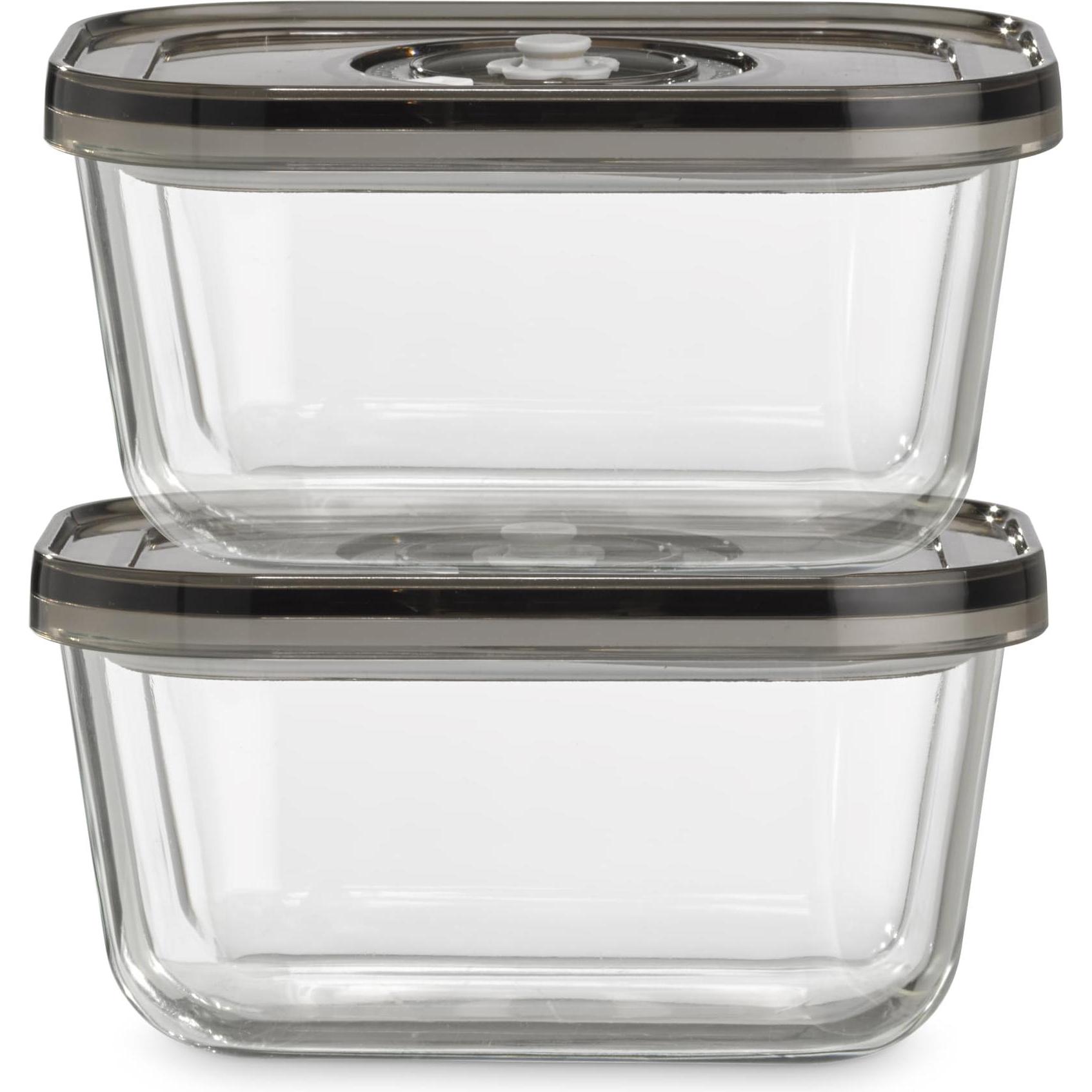 Caso VacuBoxx Eco-Duo S Contenitori sottovuoto in vetro con coperchio in plastica, 0,5 L, 2 pz., Contenitori per alimenti, Trasparente