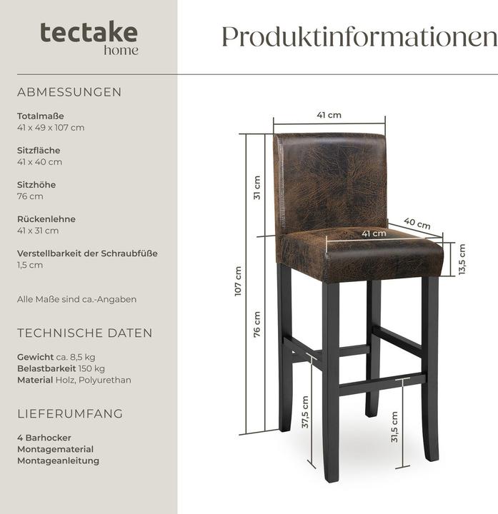 Actual product image tectake bar stool kitchen stool wooden stool stool chair