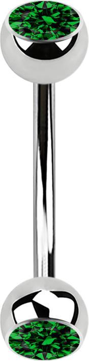 Immagine prodotto Star Piercing Micro banana in argento con due sfere di cristallo verdi (senza ottone, Acciaio chirurgico 316L)