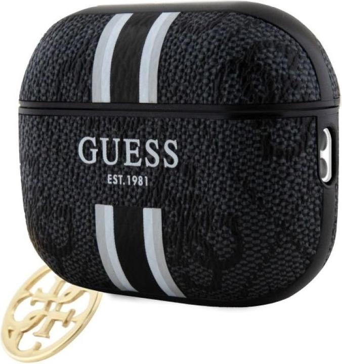 Actual product image Guess GUAP2P4RPSK AirPods Pro 2 (2022/2023) cover czarny/black 4G Printed Stripes Charm (Headphone sleeve)