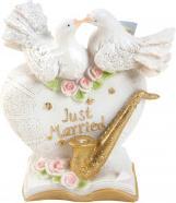 Actual product image IKO Wedding money box with pigeons h = 14.5cm w = 13cm