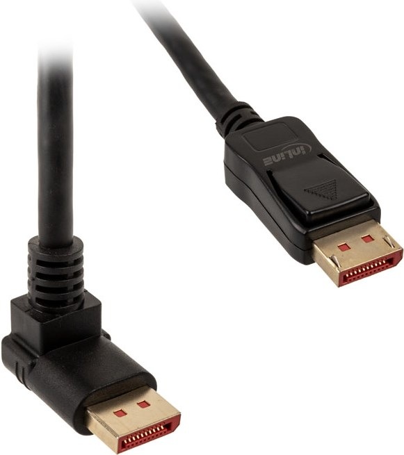 Produktbild InLine ® DisplayPort 1.4 Kabel, 8K4K, nach oben gewinkelt, schwarz/gold, 1m (1 m, DisplayPort)