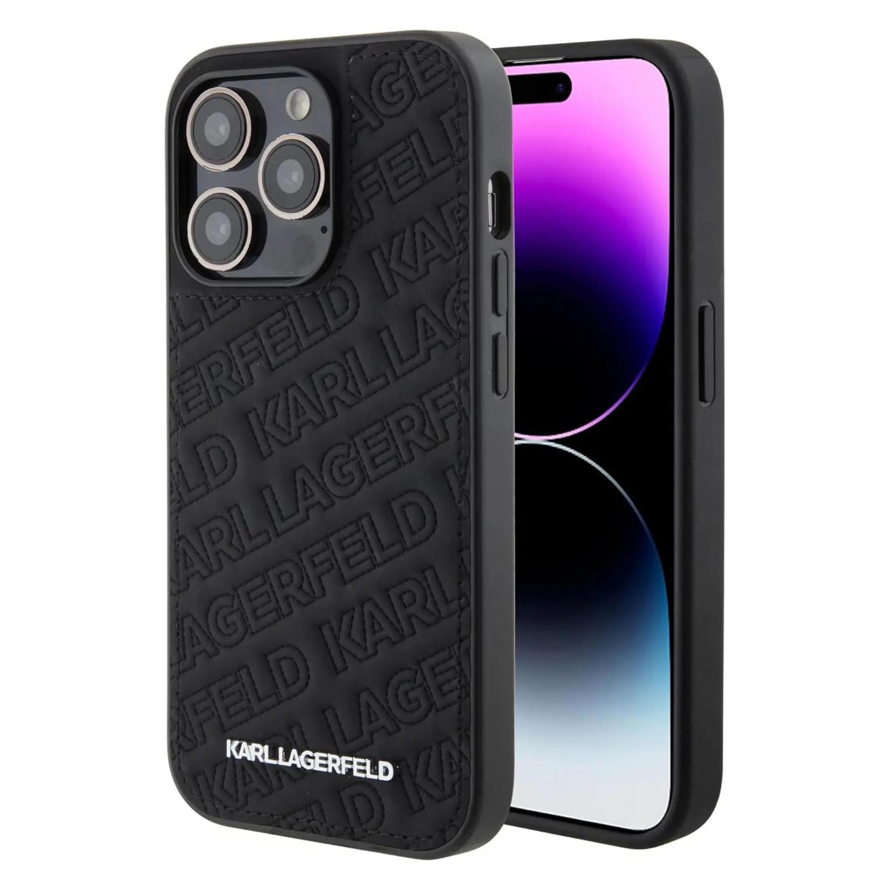 Karl Lagerfeld KLHCP15LPQKPMK IPhone 15 Pro 6.1" Czarny/black Hardcase Quilted K Pattern (Apple IPhone 15 Pro), Smartphone Hülle, Schwarz