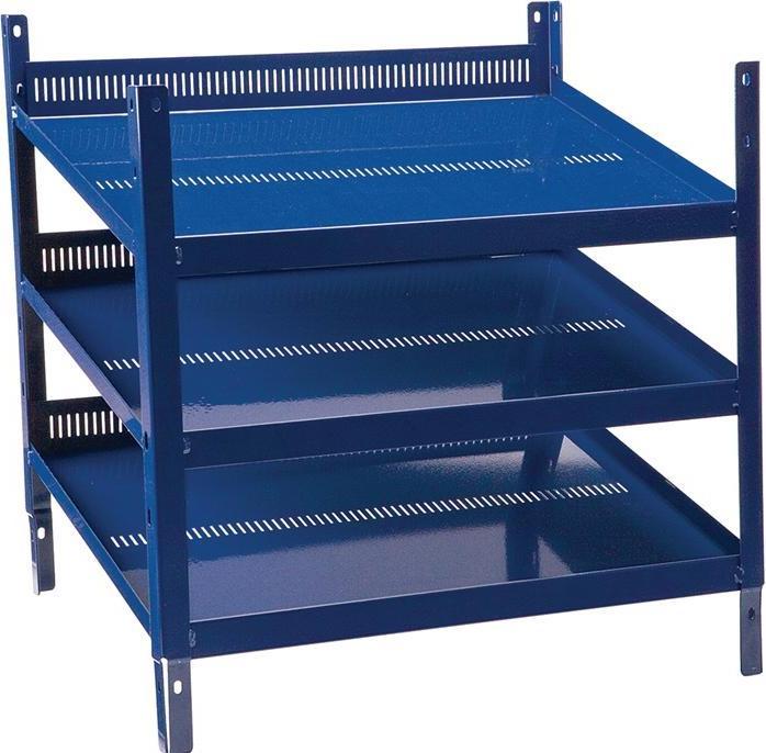HP Autozubehör Regalelement LOGS 20 H520xB540xT390mm blau RAL 5022 mit Rasterstanzung 3 Fachböden