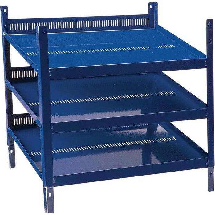 HP Autozubehör, Scaffale da cantina, Scaffalatura LOGS 20 H520xL540xP390mm blu RAL 5022 con punzonatura a griglia 3 ripiani