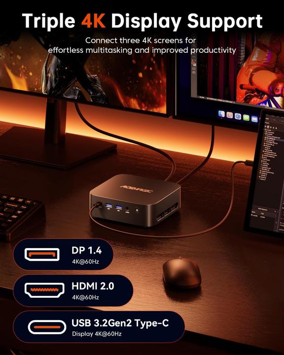 Actual product image AceMagic Mini PC mit Ryzen 5, Windows 11 Pro, 4K Display (512 GB, 32 GB, AMD Ryzen 5 7430U)