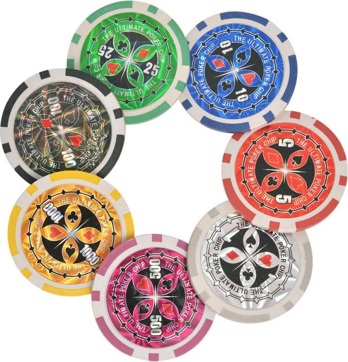 Immagine prodotto vidaXL Set combinato poker/blackjack con 600 fiches laser in alluminio