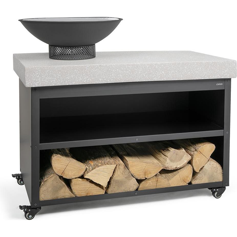 Livoo, Holzkohlegrill, Brasero Barbecue auf einem Servierwagen