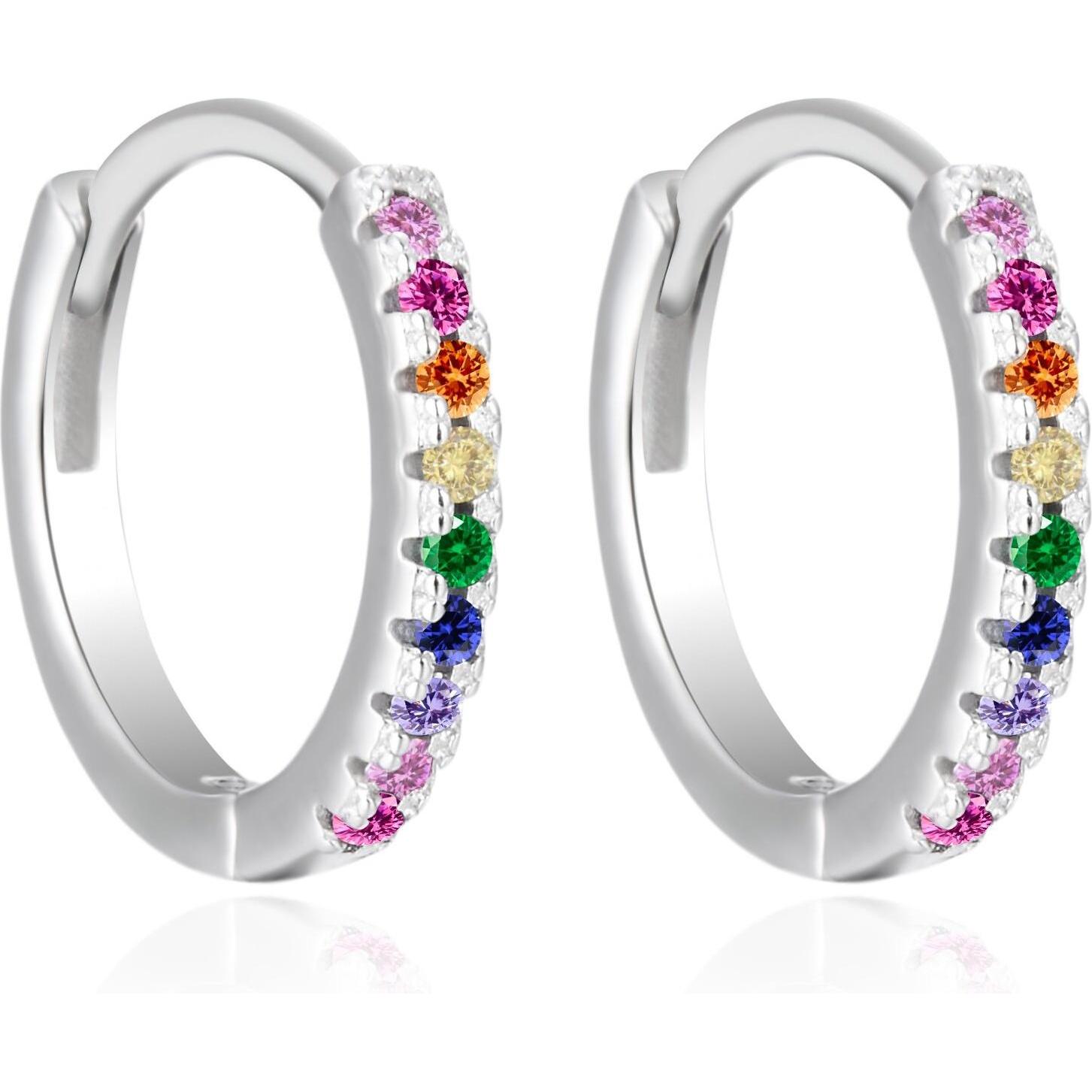 Agato, Orecchini, - Silver hoop earrings with colored zircons AGT-E177KC