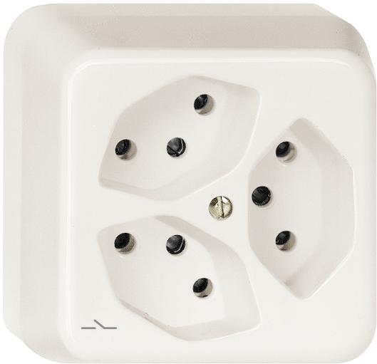 Actual product image Feller Triple socket type 13 switched