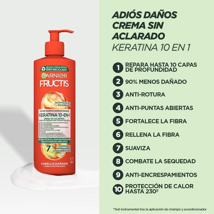 Actual product image Garnier Fructis Keratin 10-in-1 Leave-In Cream 400 ml (400 ml)