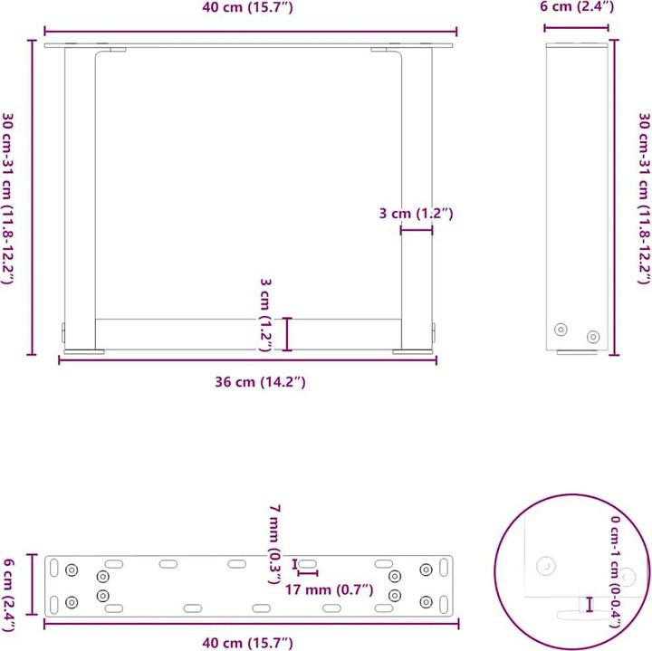 Produktbild vidaXL Couchtischbein