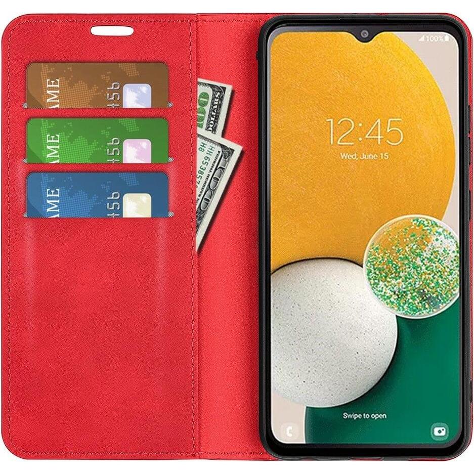 Thumbnail - Cover-Discount Galaxy A14 - Stand Flip Case Hülle rot (Samsung Galaxy A14), Smartphone Hülle, Rot