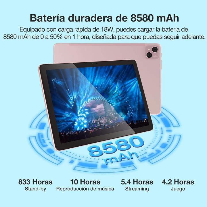 Actual product image Doogee 10.1 inch FHD+ tablet, 15 GB RAM, 256 GB ROM, Android 12, 4G LTE, WiFi, 13 MP + 8 MP (4G, 10.10", 256 GB, Rose)