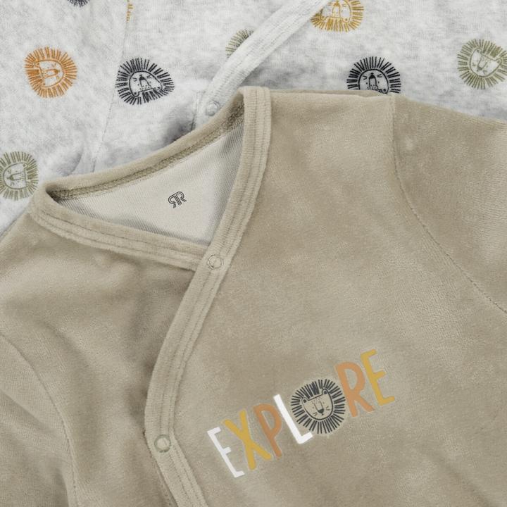 Actual product image La Redoute Collections 2-Pack Velvet Romper with Lion Motif (74)
