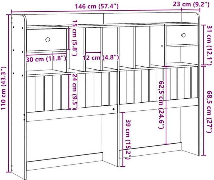 Image du produit vidaXL Kopfteil (146 x 23 x 110 cm)