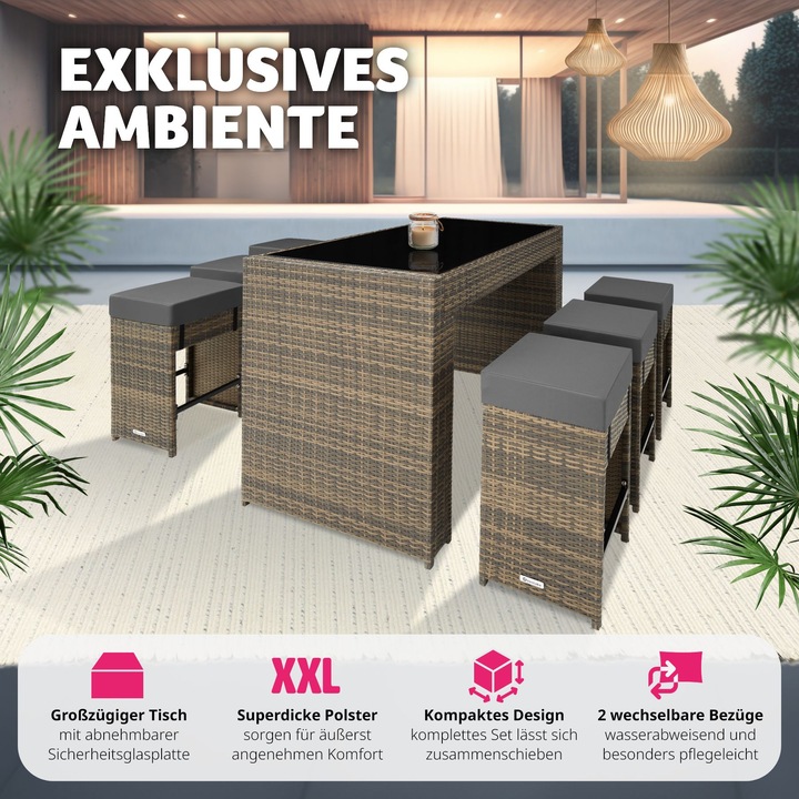 Immagine prodotto tectake set da bar in rattan Ibiza