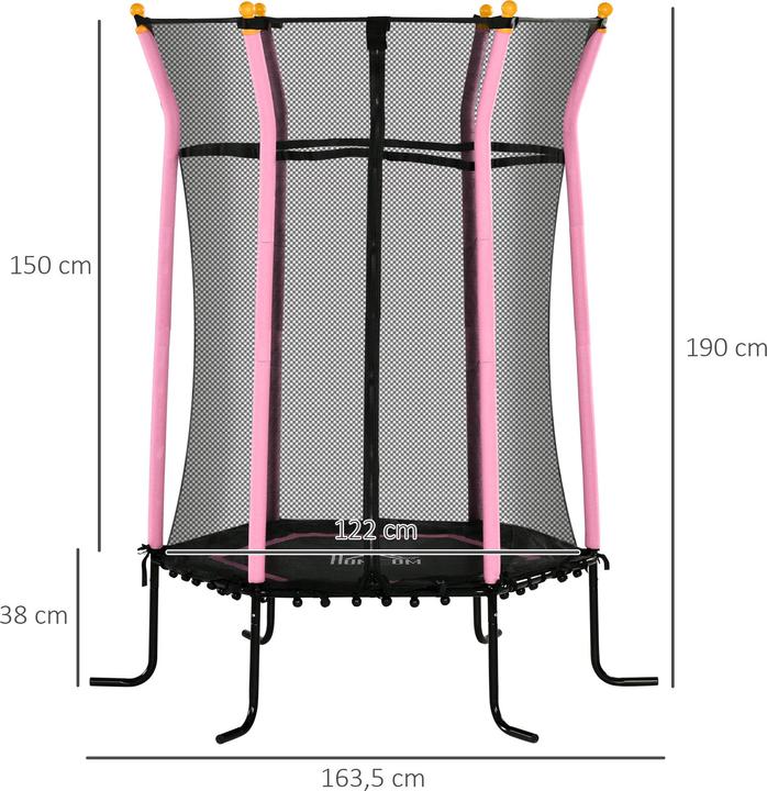 Produktbild Homcom Kindertrampolin Stahl, Kunststoff Rosa (163.50 cm)