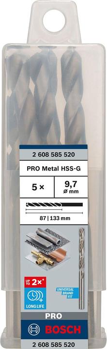 Image du produit Bosch Professional Zubehör Foret hélicoïdal PRO Metal HSS-G, 9,7 x 87 x 133 mm (9,7 mm)