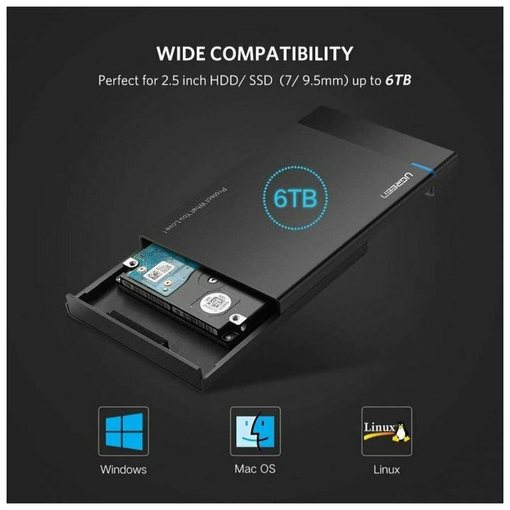 Productafbeelding Ugreen USB-C 3.1 naar 2,5" SATA harde schijf behuizing (6Gbps) (2.5")