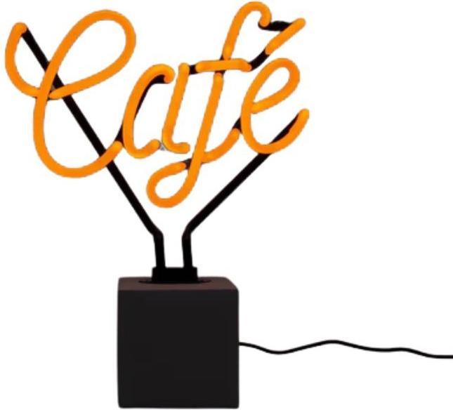 Locomocean Lampe de table en verre néon avec socle en béton - Café