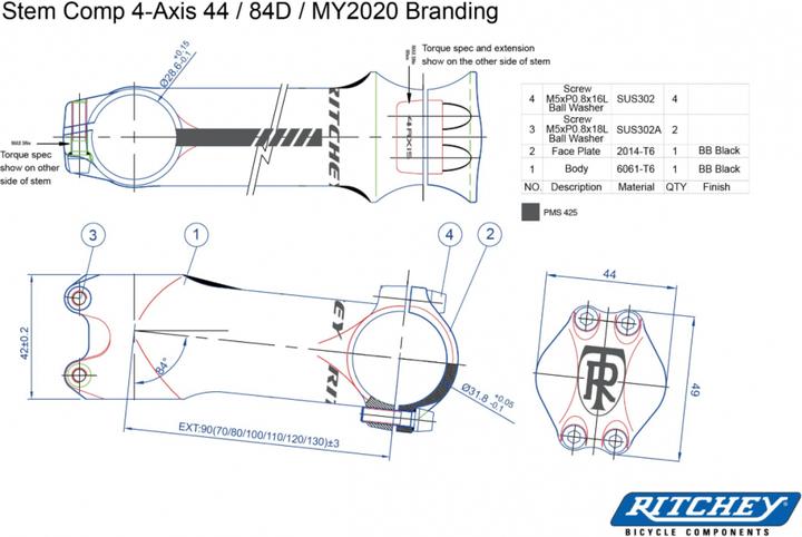 Produktbild Ritchey New Comp 20 4-Axis 120mm (120 mm, 31.80 mm)