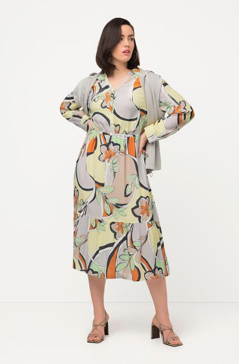 Immagine prodotto Ulla Popken Abito con design grafico, collo da camicia e maniche lunghe (48)