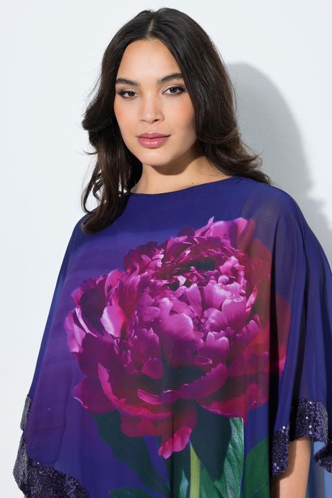 Produktbild Ulla Popken Chiffonbluse, Blüten, U-Boot-Ausschnitt, 3/4-Arm (46, 48)