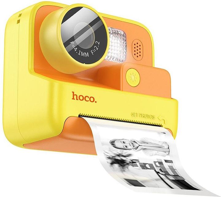 Actual product image Hoco Headphone with microphone digital kids camera with printer DV200 yellow
