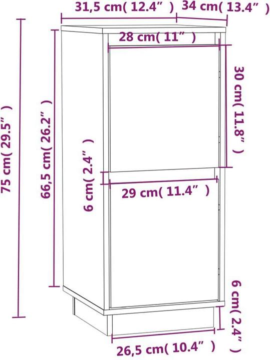 Image du produit vidaXL Sideboard (31.50 x 34 x 75 cm)