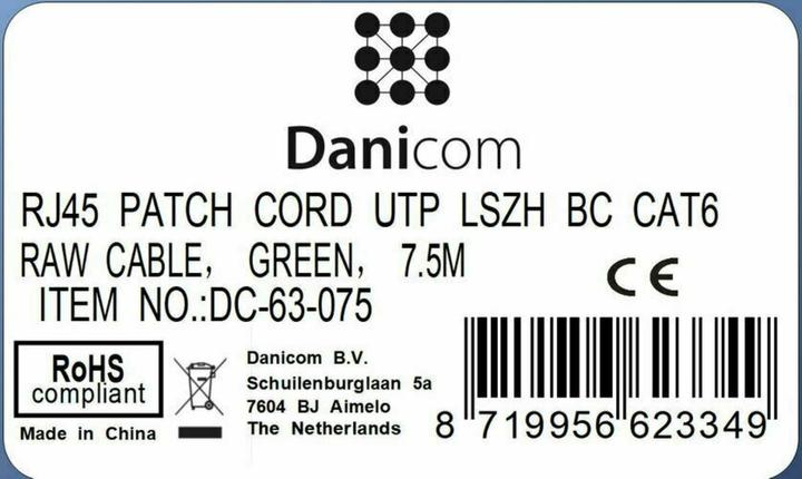 Produktbild Dsit CAT6 Netzwerkkabel, U/UTP, 7,5 Meter, Grün, 100% Kupfer (CAT6, 7.50 m)