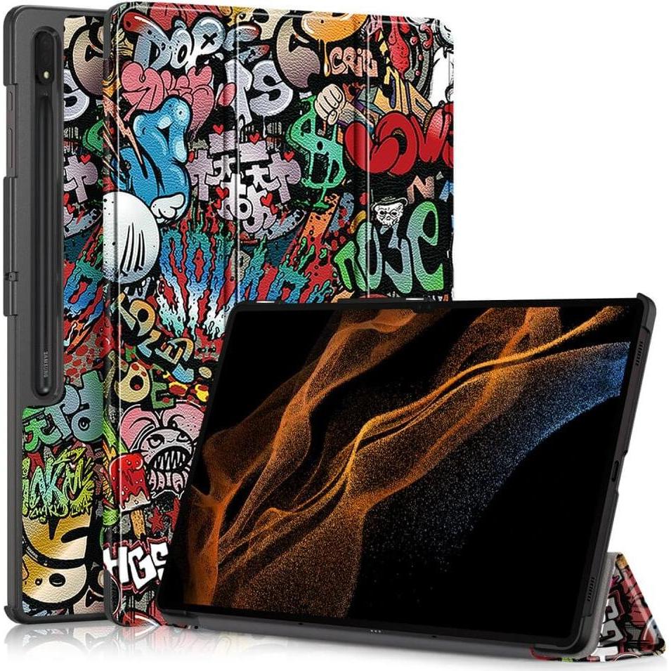 Cover-Discount Galaxy Tab S9 Ultra - Tri-fold Smart Case Comics (Galaxy Tab S9 Ultra), Tablet Hülle, Mehrfarbig