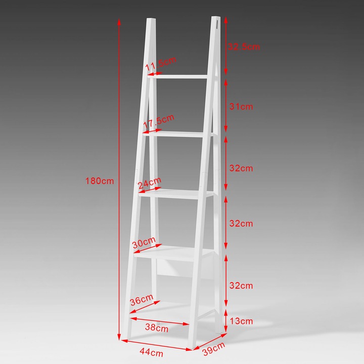 Immagine prodotto SoBuy Scaffale a scaletta bianco (44 x 39 x 180 cm)