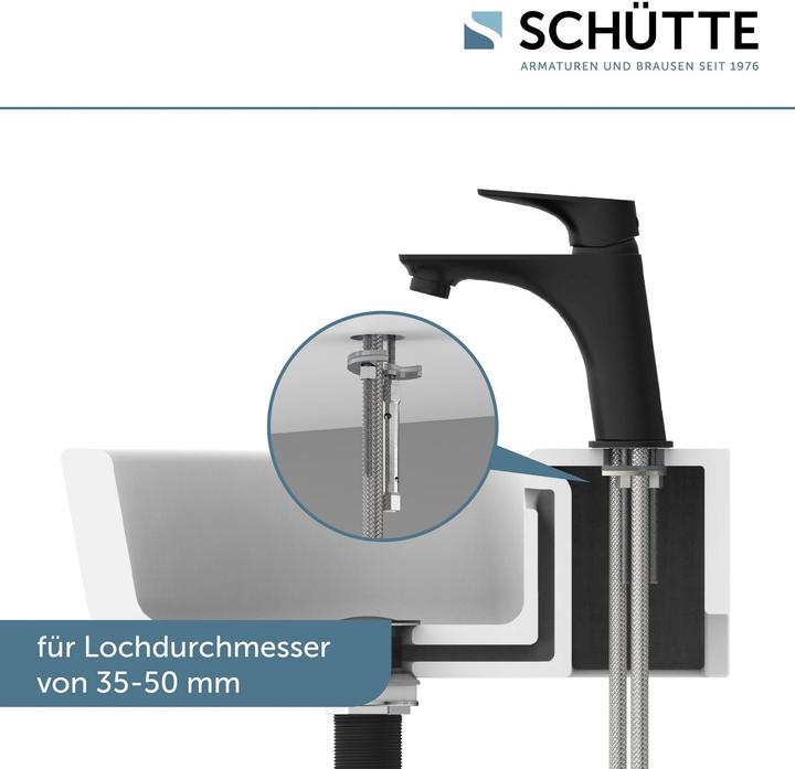 Produktbild Schütte Wasserhahn Bad BOSTON Waschtischarmatur Schwarz matt Einhebelmischer Mischbatterie 33216