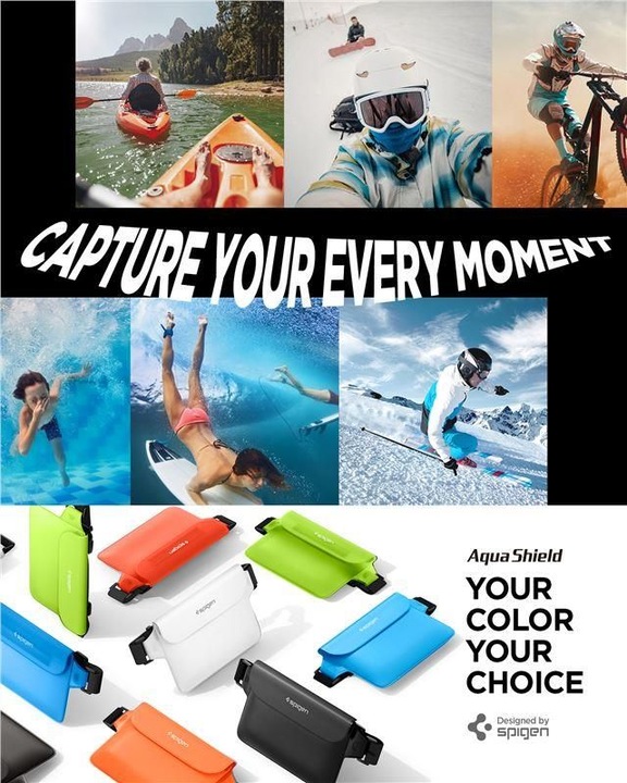 Actual product image Spigen Universal Waterproof A620 Case & Waist Bag Sunset Orange AMP06021