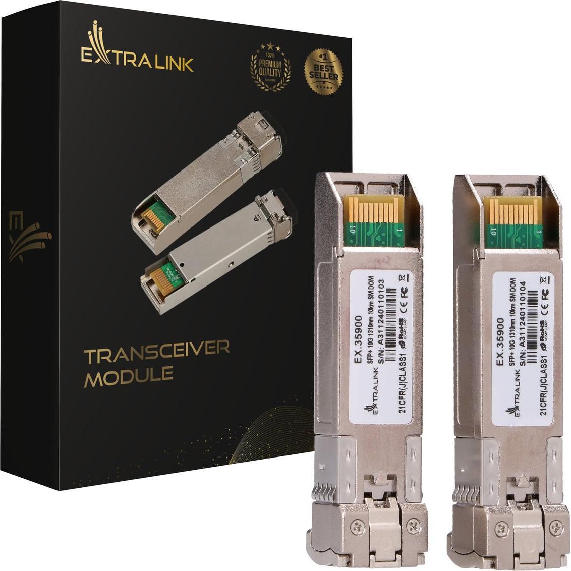 Extralink SFP+ 10G 2er-Pack SFP+ Modul 10 Gbit/s LC/UPC 1310 nm 10 km Singlemode DOM, Transceiver
