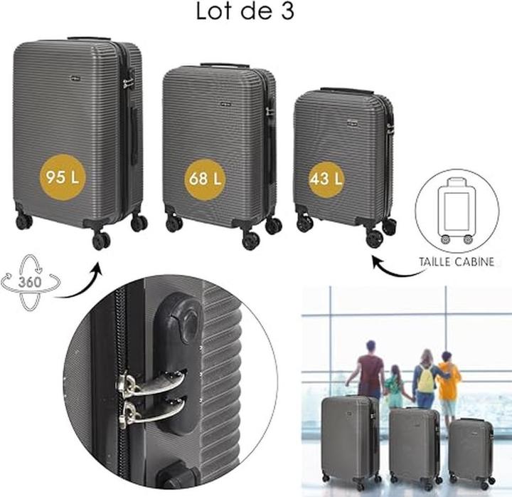 Actual product image Jet Lag ibiza grey suitcase x3 43l 68l 95l (43 l)