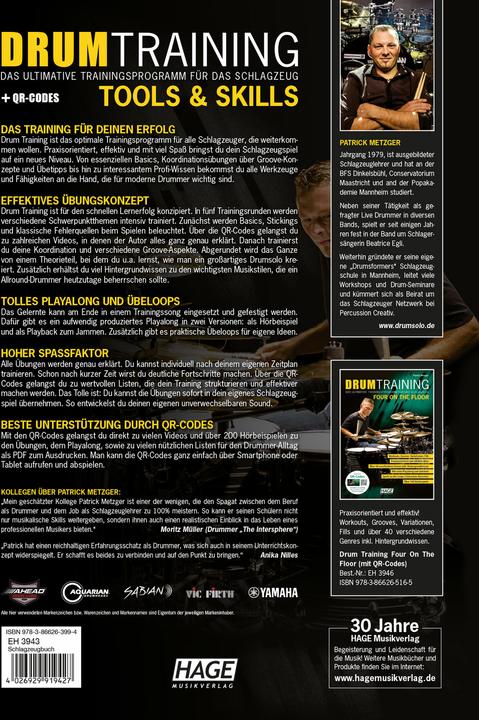 Immagine prodotto Drum Training Tools & Skills (mit Daten-DVD) (Tedesco, Helmut Hage, Patrick Metzger, 2017)