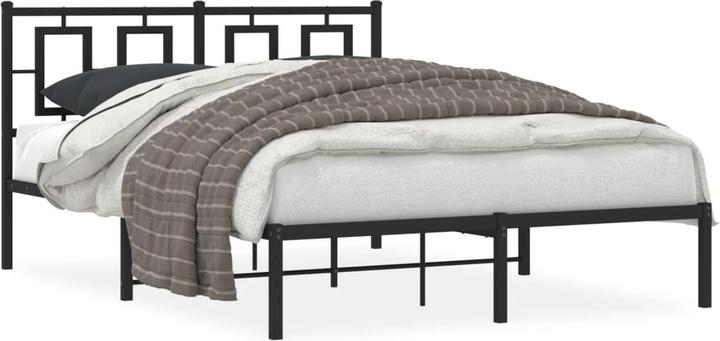 Actual product image vidaXL Bettgestell mit Kopfteil Metallbett Bett Doppelbett Schwarz 140x190cm (140 x 190 cm)
